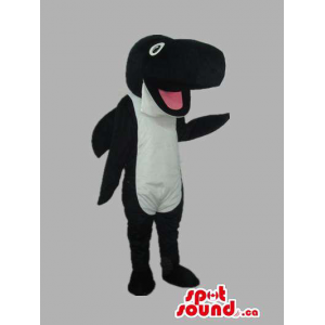 Mascota Orca Negra Y Blanca Un Animal  Con La Lengua Rosa