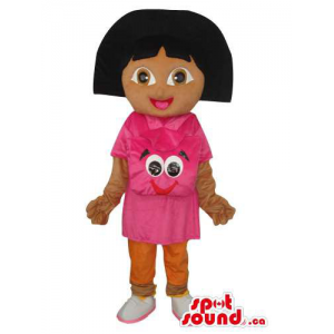 Rosto escuro Dora The Explorer Series Tv Mascote Menina Com Face T-Shirt
