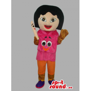 Dora The Explorer Series Tv Mascote Menina com t-shirt especial da cara