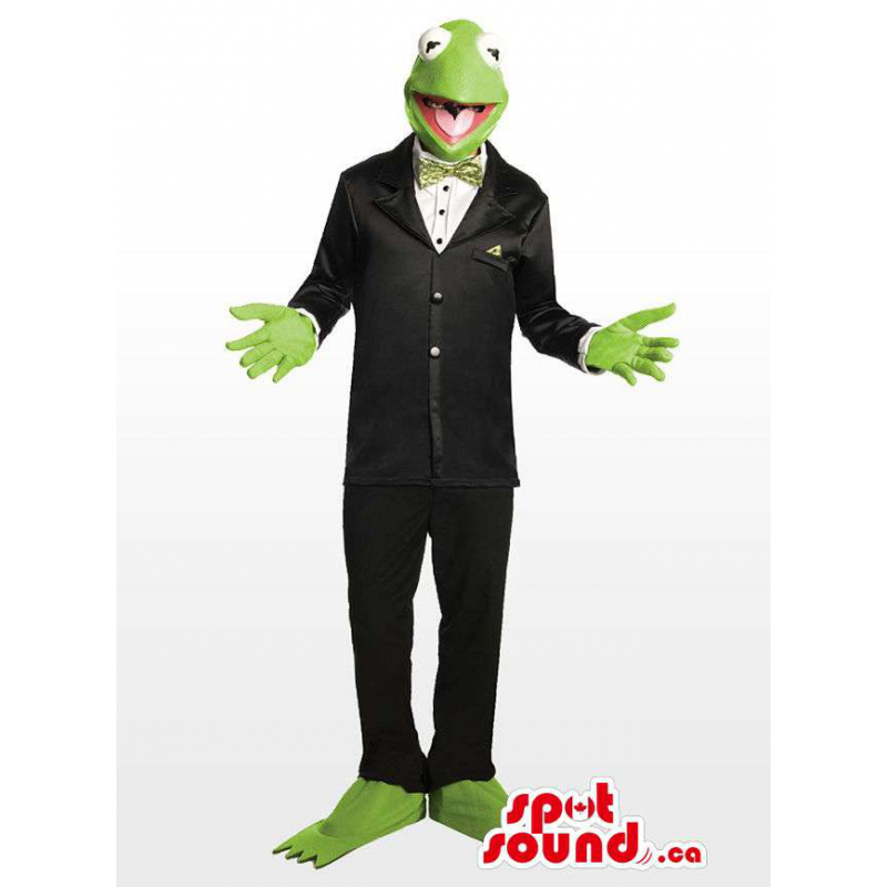 Tall Version Of Kermit Plush Mascot Dressed In A Suit - SpotSound