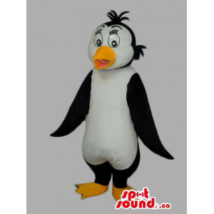 Mascota Pingüino Divertido Negro Y Blanco Personalizable
