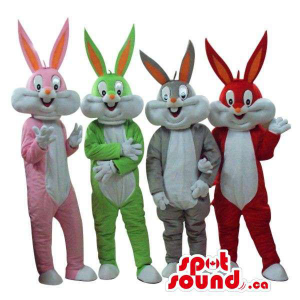 Quatro Bugs Bunny Alike personagem de banda desenhada mascotes de pelúcia