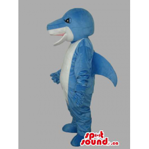 Mascota Tiburón Azul Y Blanco Un Animal  Personalizable