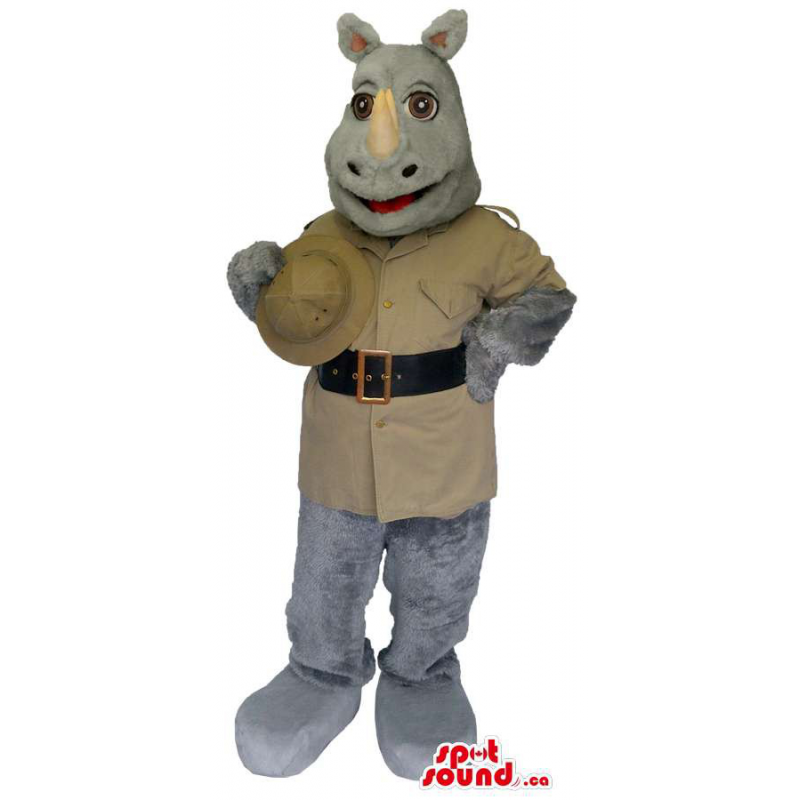 Mascota Rinoceronte Gris Con Ropa De Safari Beige Y Sombrero - SpotSound  Mascotas en Canadá / Estados Unidos mascota / Latinoamé Tamaño L (175-180  CM)