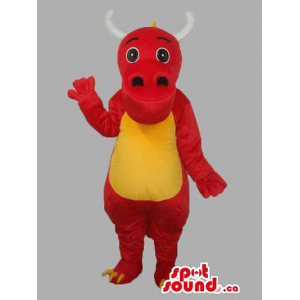 Red And Yellow Customised Dragon Mascot With White Horns