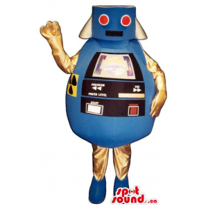 Mascota Robot Azul Y Dorado...