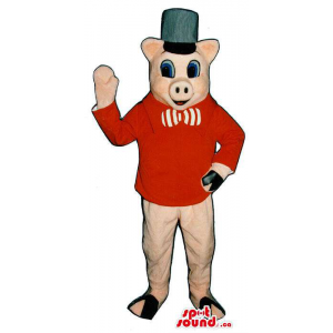 Pig Plush Mascot Dressed In...
