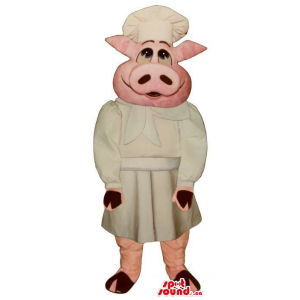 Customised Pig Plush Mascot Dressed In Cook Or Chef Clothes