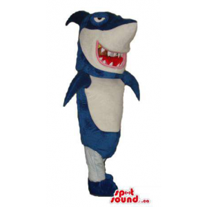 Blue And White Shark Mascot...