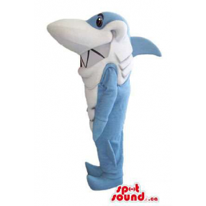 Blue And White Shark Mascot...