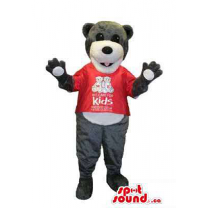 Cinza Teddy Bear Mascot...