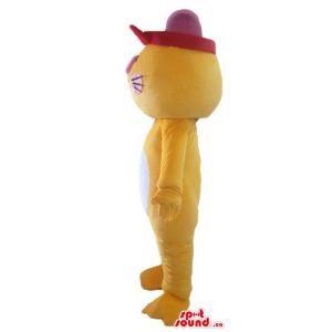 Yellow pig with pink ears cartoon character animal Mascot costume - Mascots pig - MASCAD6681 - SpotSound.ca