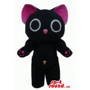 Black Kitten with pink ears cat animal Mascot costume