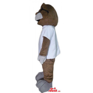 Walrus in white t-shirt cartoon character Mascot costume