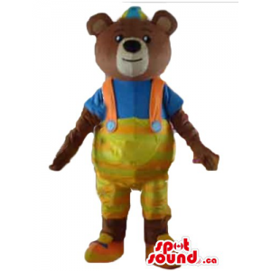 Builder brown  Bear Mascot...