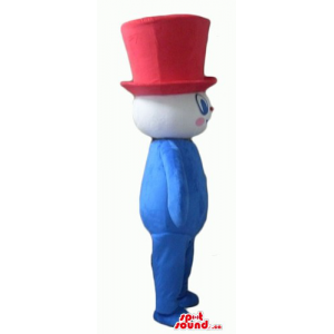 Puffy red hat blue cartoon...