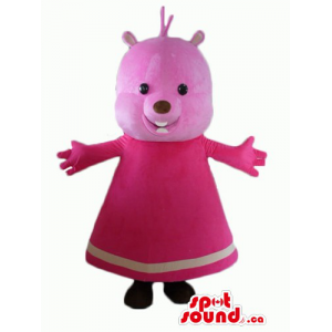 Pink bear in a dress...