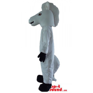 White and black unicorn cartoon character Mascot costume