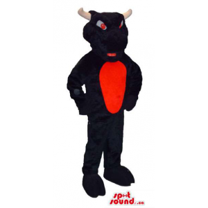 Mascota Toro Furioso Negro Y Rojo Un Animal  Con Ojos Rojos