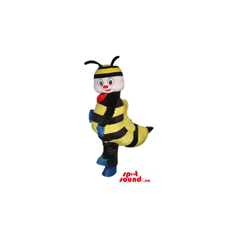 Abeja linda de la miel en la pajarita roja de la mascota del personaje de  dibujos animados de vestuario - SpotSound Mascotas en Tamaño L (175-180 CM)
