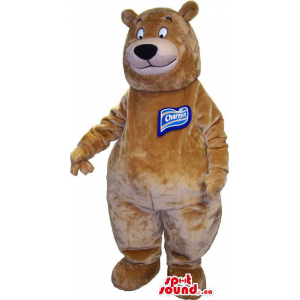 Brown Customised Bear Mascot With Space For Personalized Logos