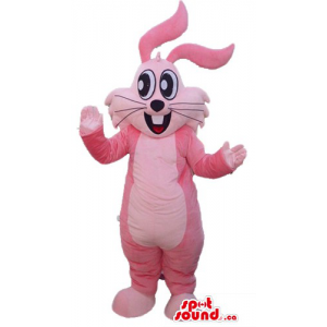 Happy pink rabbit cartoon...