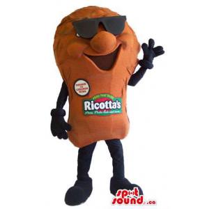 Brown And Black Chicken Wing Food Mascot Dressed In Sun Glasses