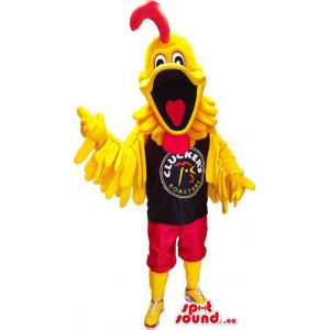 Customised Yellow And Red Rooster Animal Mascot Dressed...