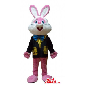PInk rabbit in black and...