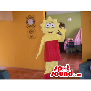 Mascota Lisa Simpson Personaje De Tv Con Vestido Rojo