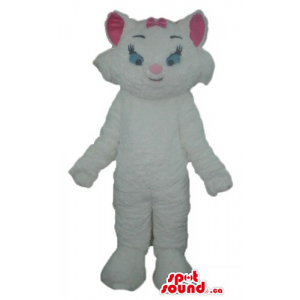 Pink ears white cat cartoon character Mascot costume fancy dress - Cat mascots - MASCAD7044 - SpotSound.ca