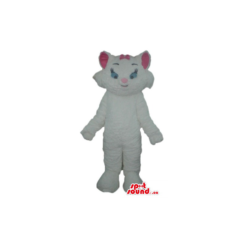 Pink ears white cat cartoon character Mascot costume fancy dress - Cat mascots - MASCAD7044 - SpotSound.ca