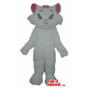 Pink ears white cat cartoon character Mascot costume fancy dress - Cat mascots - MASCAD7044 - SpotSound.ca