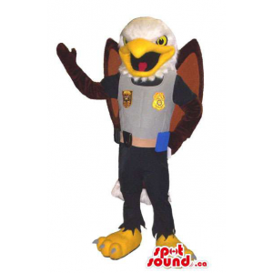 Mascota Águila Americana Con Traje De Agente De Policía