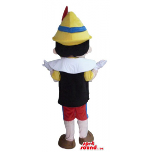 Pinocchio with blue bow tie cartoon character Mascot costume