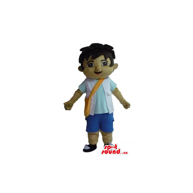 Brown hair boy Diego cartoon character Mascot fancy dress - SpotSound  Mascots in Canada / US / Latin America Sizes L (175-180CM)