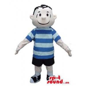 Cute boy in blue striped...