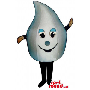 All White And Blue Water Drop Mascot With Blue Eyes