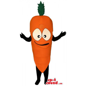 All Orange Carrot Vegetable Mascot With Large Eyes And Smile