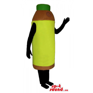 Mascota Botella Verde Y Marrón Con Etiqueta Personalizable