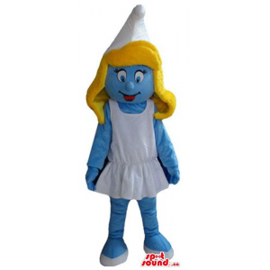 Smurfette in white dress...