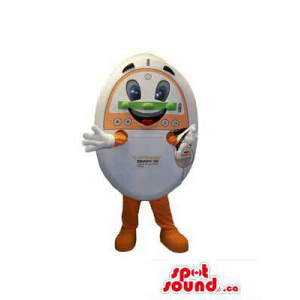 Customised White And Orange Device Technology Mascot