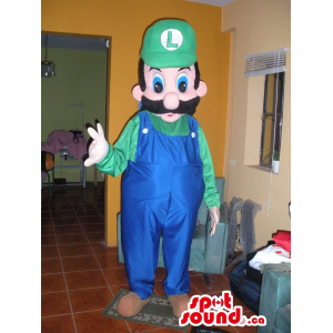 Luigi personagem de Super Mario Bros. Em Um Tampão Verde