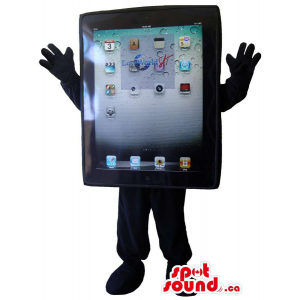 Excellent Large Black Ipad Mascot With All Icons And No Face