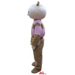Tombliboos in pink and brown dress cartoon character mascot costume