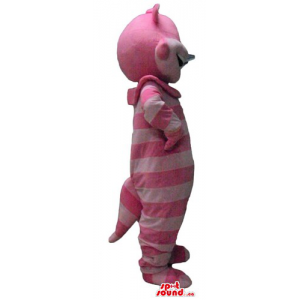 Pink cartoon character with...