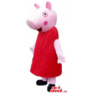 Peppa Pig in red dress cartoon character Mascot costume
