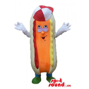 Funny hot dog in red &...
