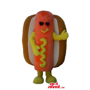 Orange hot dog in...