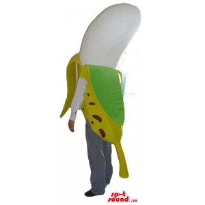 Open banana Fruit Mascot...